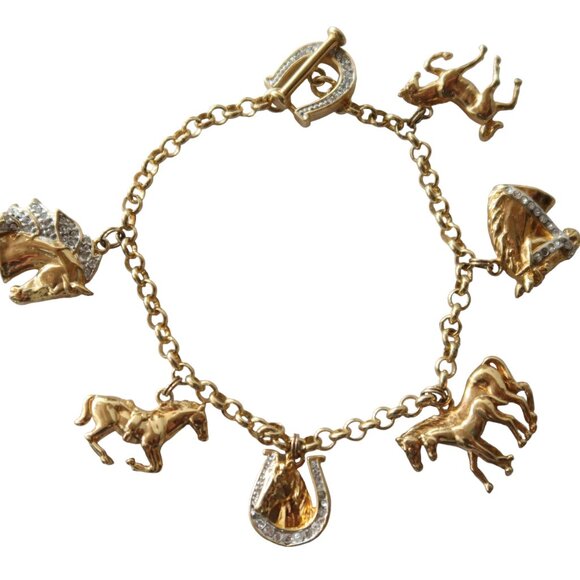 DANBURY MINT Equestrian Horse charm bracelet - Picture 1 of 7
